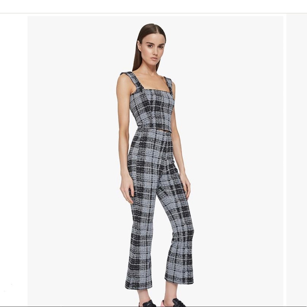 Ona Grey Plaid Kick Flare Pants